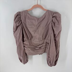 HYFVE Elegant Puff Sleeve Blouse in Taupe